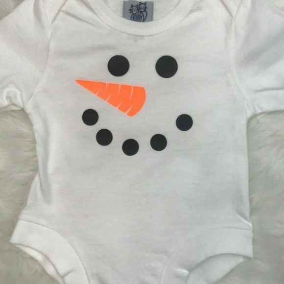 Baby One Piece Bodysuit 6 Month Snowman Face - Picture 2 of 4
